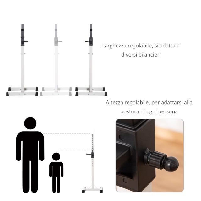 HOMCOM Universal Steel Barbell Rack, Ρυθμιζόμενο ύψος σε 12 επίπεδα, Μέγιστο Φορτίο 150 kg A91-174