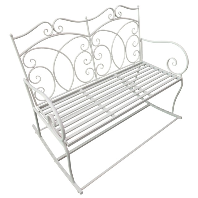 Outsunny Rocking Iron Garden Πάγκος Shabby Style, Λευκό, 102x74,5x78cm