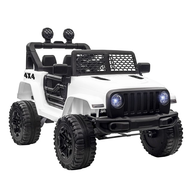 HOMCOM Electric Ride-On Vehicle for Children Jeep Off-Road με τηλεχειριστήριο και 2 ταχύτητες, 100x65x72 cm, Λευκό 370-142V91WT