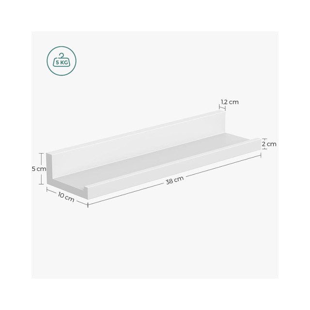 Σετ Επιτοίχια Ξύλινα Ράφια 38 x 10 x 5 cm 3 τμχ Songmics LWS38WT - 12 άτοκες δόσεις και 5% cash back