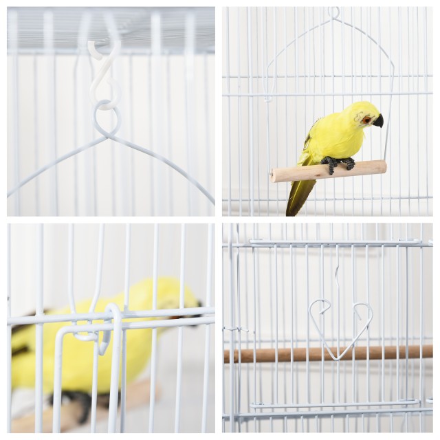 PawHut Bird Cage with Perches, Swing and Bowls, Metal and Plastic Aviary, 46,5x35,5x92cm, Λευκό