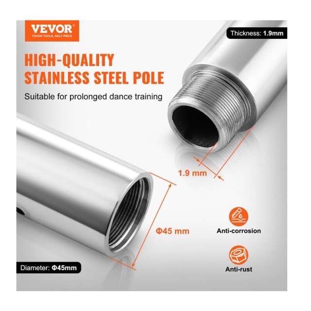 Στύλος Pole Dancing από Ανοξείδωτο Ατσάλι 2226-2824 mm VEVOR DBDJYXYS8610L449GV0