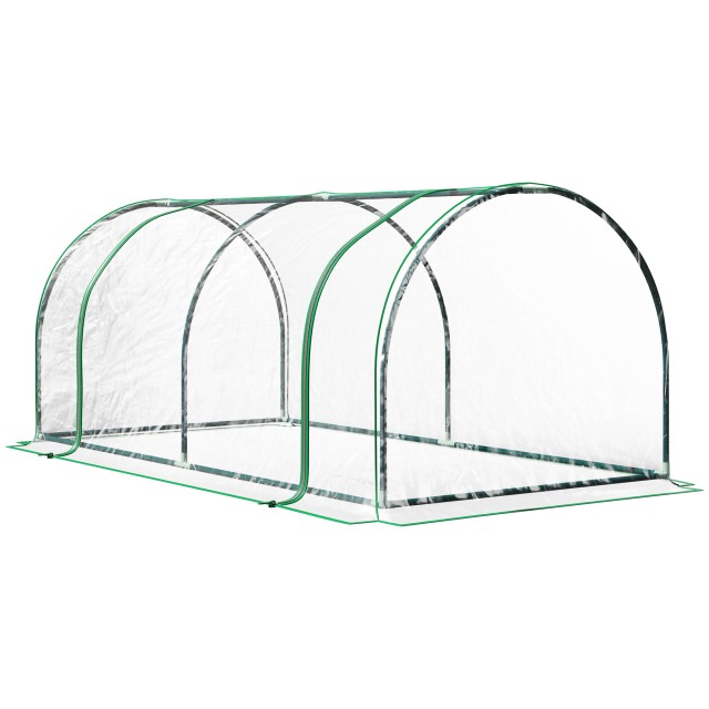 Outsunny Greenhouse Tunnel από ατσάλι και με κάλυμμα PVC, 200x100x80 cm, διαφανές και πράσινο