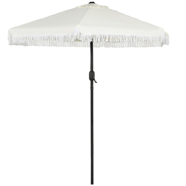 Outsunny Tilting Garden Umbrella 2,3x2,2m με κεντρικό κοντάρι και μανιβέλα, κρέμα 84D-310V00CW