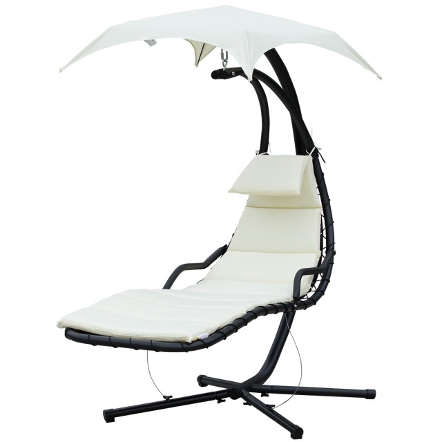 Outsunny Sun Lounger Chaise Longue Ξαπλώστρα με Canopy Cream 190 115 190 εκ 84A-042CW