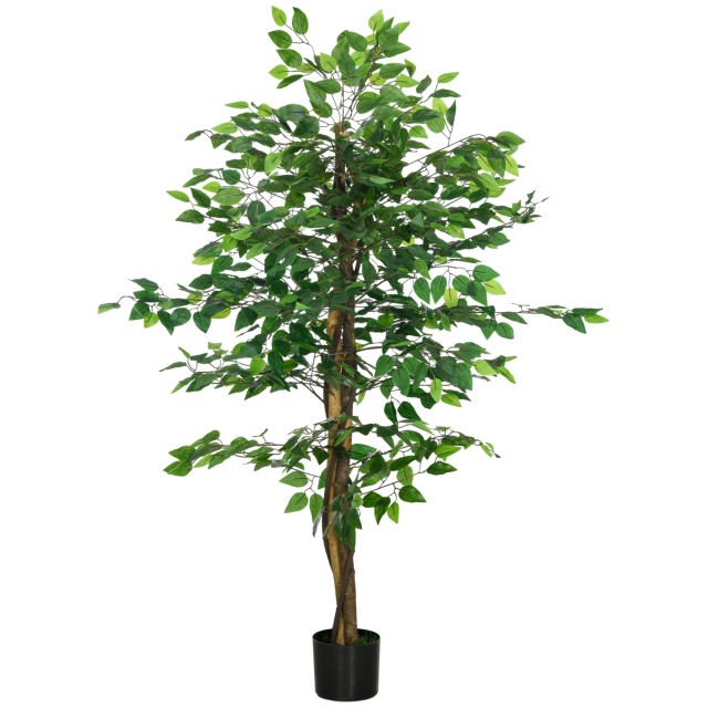 HOMCOM Τεχνητό Φυτό Ficus Ύψος 150 cm για χρήση σε εσωτερικούς και εξωτερικούς χώρους με περιλαμβάνεται γλάστρα