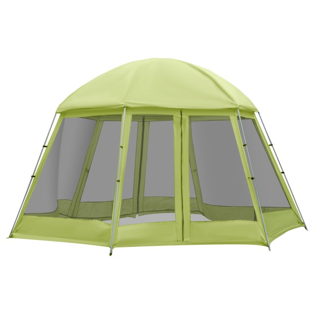 Σκηνή Camping Outsunny 6-8 ατόμων με τσάντα, σχοινιά και μανταλάκια, 493x493x240cm