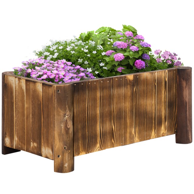 Outsunny Rectangular Planter Box για φυτά σε ξύλο ελάτης, 70x35x30cm 845-104