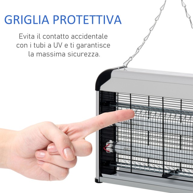 Outsunny Outsunny Outdoor and Indoor Insect Killer με λάμπα UV σκοτίας κουνουπιών για 60m², Electric Kunuto Killer 15W Grey 849-013SR