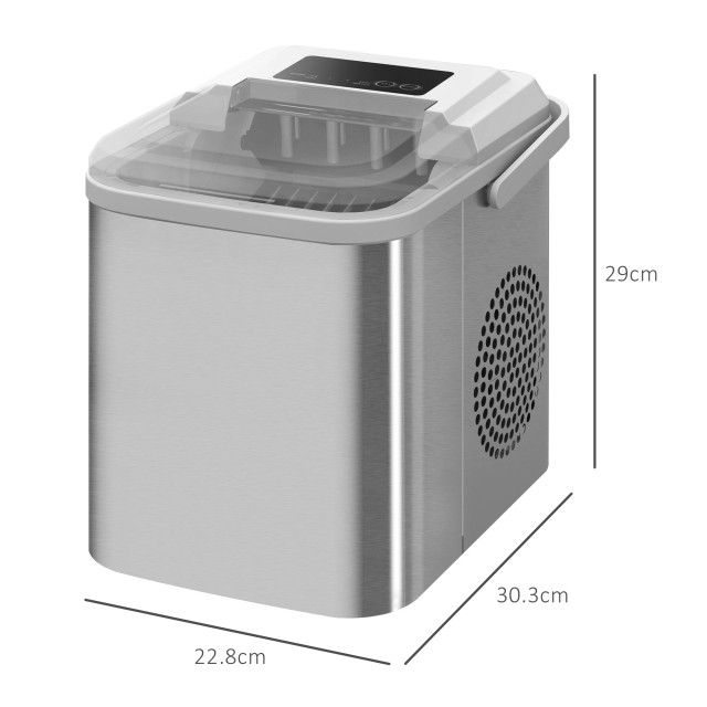 HOMCOM 1.2L Ice Maker με ενδείξεις και αυτοκαθαριζόμενο, σε PP και χαλκό, 22,8x30,3x29 cm, Λευκό 800-184V90WT