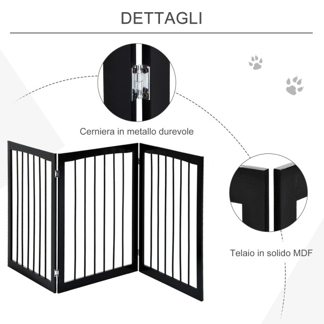 PawHut 3 Section Dog and Pet Eraser, Πτυσσόμενο διαχωριστικό ασφαλείας, 160x1,2x76cm D06-039