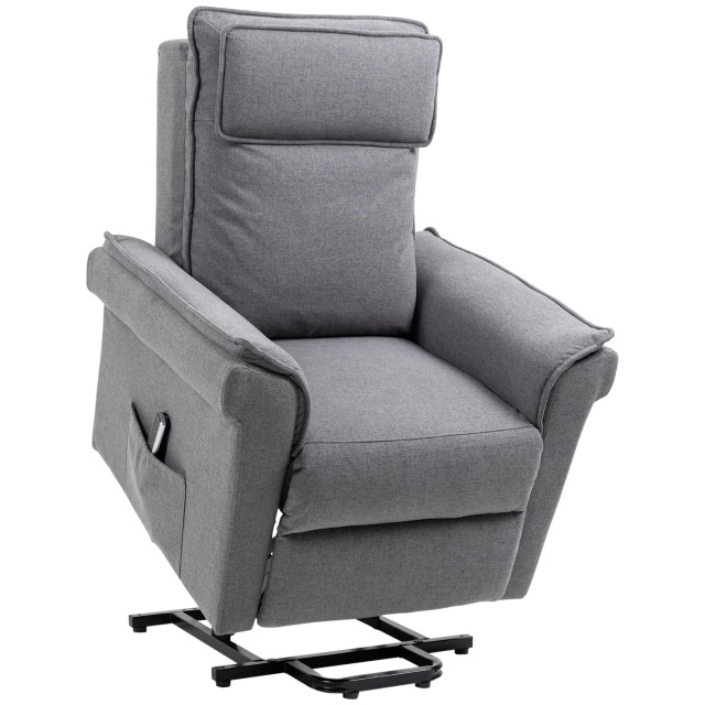 HOMCOM Relaxing Lift Chair με μασάζ και ανάκλιση 150°, γκρι υφασμάτινο κάλυμμα