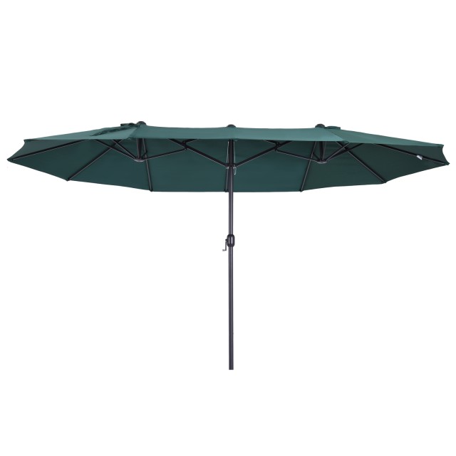 Outsunny Outsunny Outdoor Double Canopy Parasol, Anti UV 460 x 270 x 240, Πράσινο, Καφέ