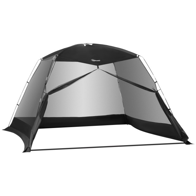 Outsunny Camping and Beach Tent με Anti-UV Mesh για 4 άτομα με τσάντα μεταφοράς, 3x3 m Μαύρη