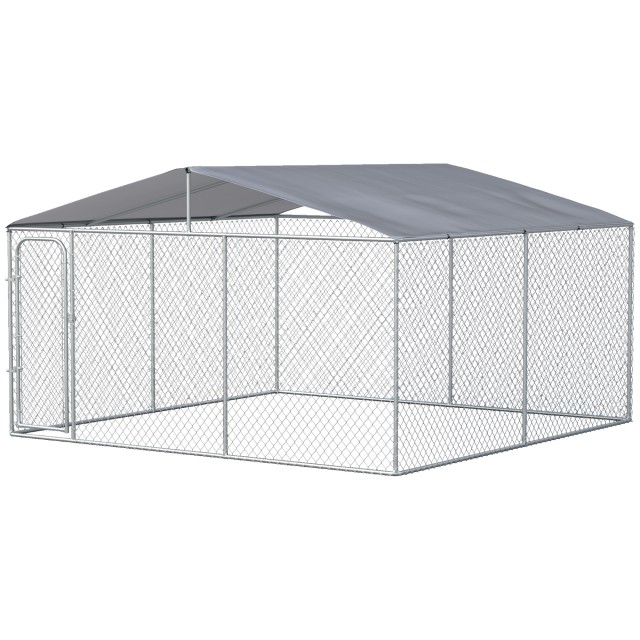 PawHut Metal Dog Kennel με υφασμάτινο κουβούκλιο Oxford και πόρτα με κλειδαριά, 400x230x232 cm