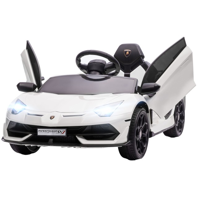 HOMCOM 12V Lamborghini Licenseded Electric Ride-On Toy Car for Children with Horn and Remote Control, 107,5x63x42 cm, Λευκό 370-306V90WT